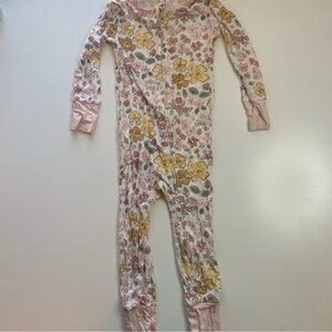Floral Kids Footie‎ Pajama - Pink and Yellow